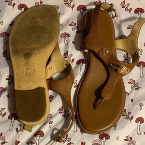 Michael Kors Tan and Gold Sandals